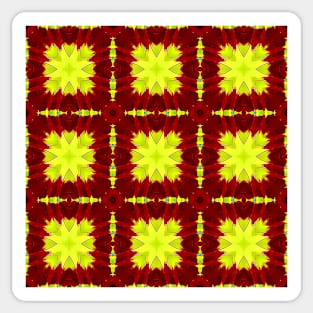 Red Yellow Chysanthemum Pattern Number 3 Yellow Squares Sticker